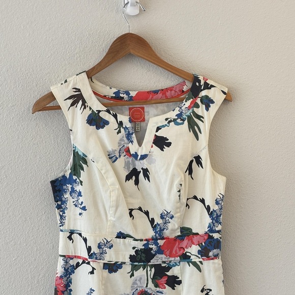 Joules Floral Shift Dress Womens 6 Multicolor Sleeveless Sheath Lined Career - Picture 4 of 12